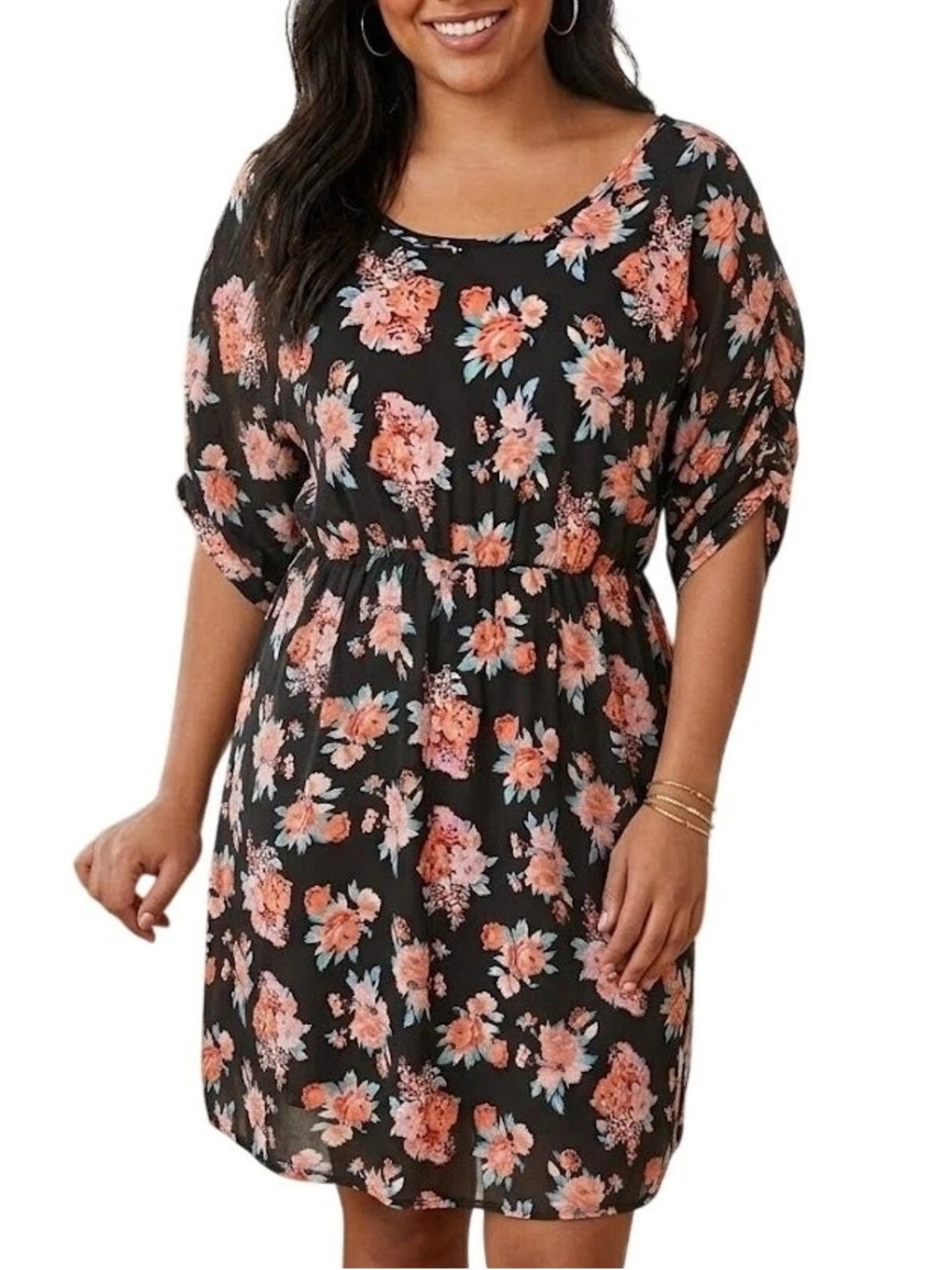 🌸 Charlotte Russe Black Floral Mini Dress - Size M 🌸